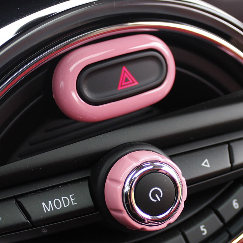 Car Warning Light Button Sticker For MINI Cooper ONE F54 F55 F56 F57 F60 Central Control Radio Knob Cover Decoration Accessories