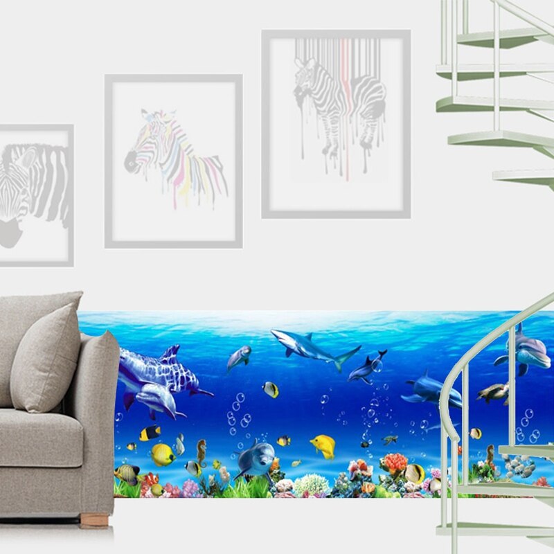 Fish Shark Dolphin Marine Wall Art Decals Kindergarten Nursery Kitchen Bathroom Decoration Underwater World Wall Stickers