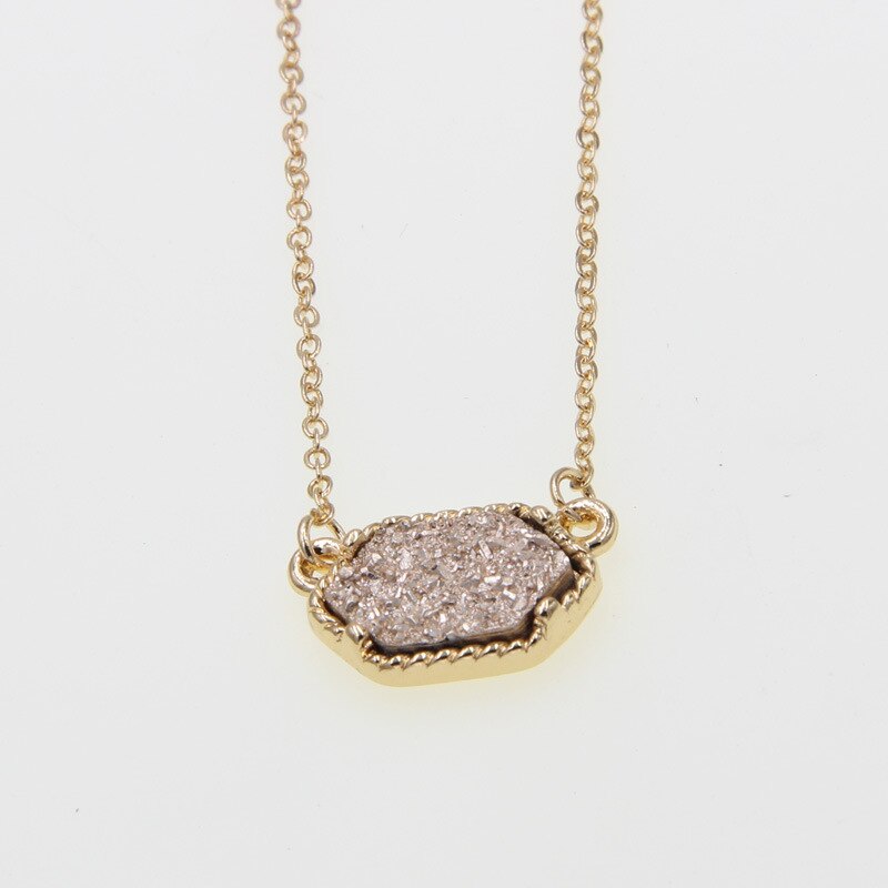 Gold Harz Druzy Drusy Anhänger Halskette Bunte Acryl Kragen Schmuck für Frauen Mädchen Kleid Hochzeit Party: Gold  pink