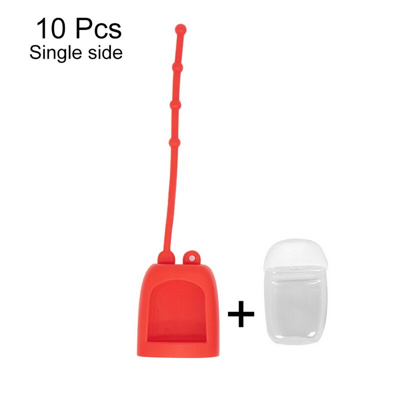 Contenedor de jabón líquido botella vacía portátil de 30ml botella de desinfectante de manos con funda protectora de silicona desmontable: single red 10pcs
