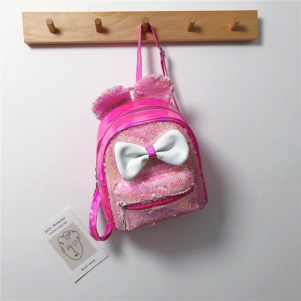 2020 novo bonito do bebê meninas lantejoulas mochila glitter bling saco de escola crianças criança bowknot pequeno mini: D