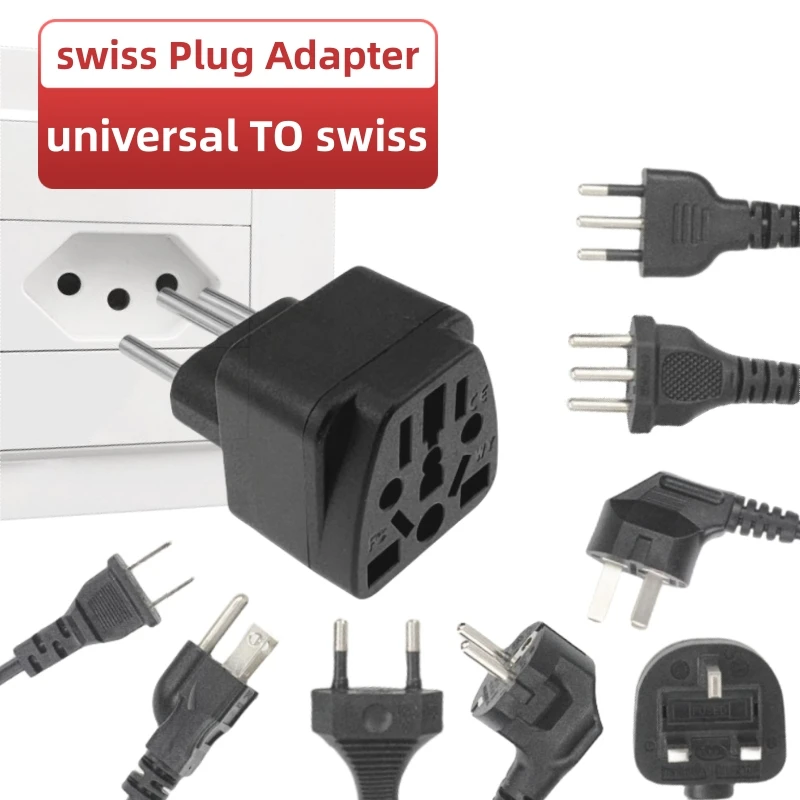 Universal Black Copper 10A 250V EURO UK AU USA EU to Swiss Switzerland Suisse 3 Pin AC Power Plug Converter Travel Adapter