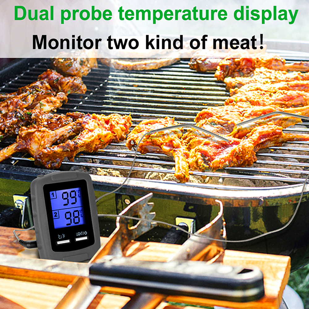 EAAGD-termómetro Digital inalámbrico para carne, dispositivo de control remoto con sonda Dual para cocina, barbacoa, horno, vigilancia de alimentos, hasta 70M