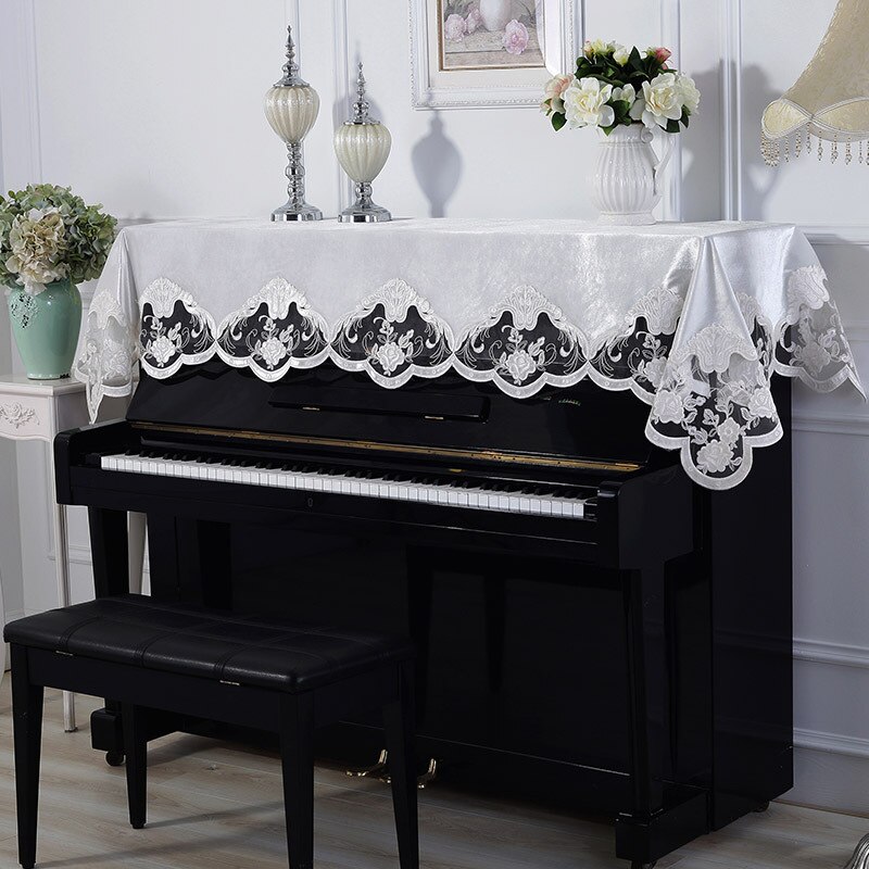 1pc 90x220cm Spitze Klavier Abdeckung Dekoration Klavier Tuch Staub nachweisen Abdeckung Familie Hochzeit: Weiß