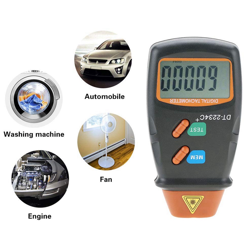 ABSF Digital Tachometer, DT-2234C+ Non-Contact Mini RPM Tester Meter LCD Display Handheld Digital Photo Tachometer