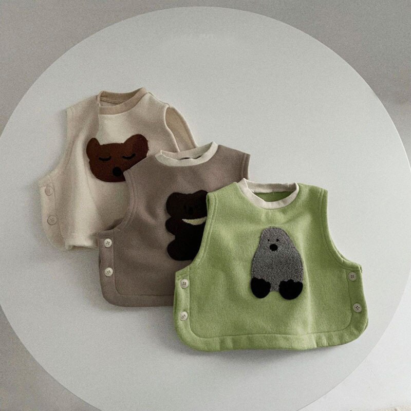 2022 primavera criança crianças colete infantil bebê menino pequenos animais padrão sem mangas algodão topos recém-nascidos do bebê meninas roupas de inverno