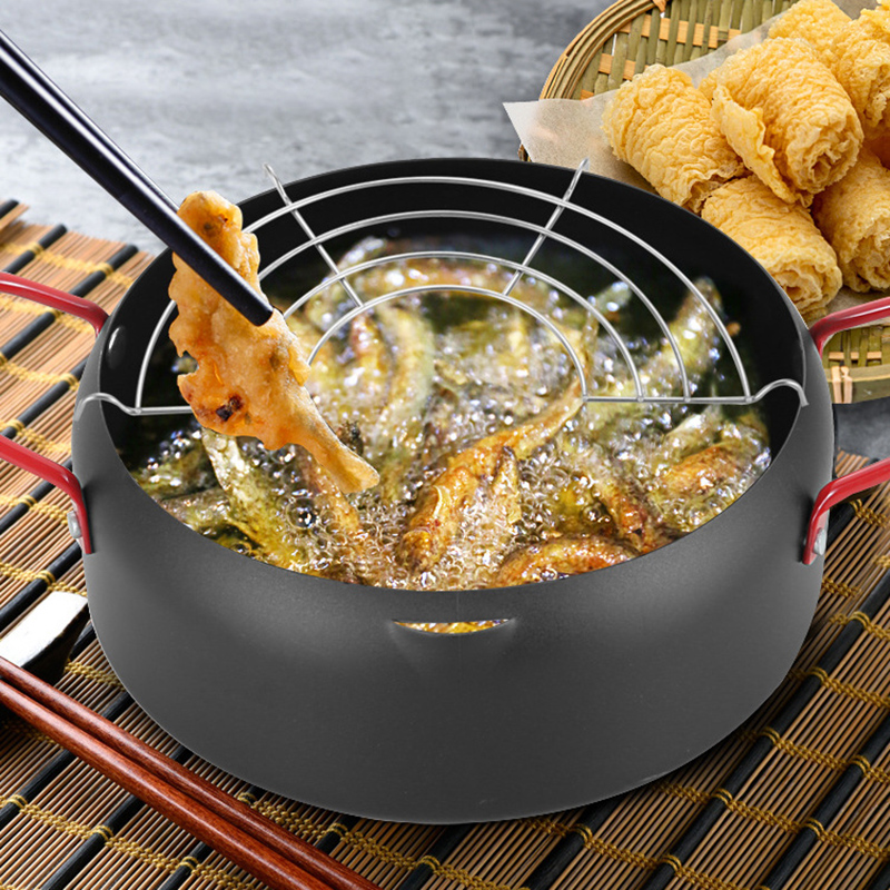Japanese Style Deep Frying Pot Tempura Frter Pan Maifan Stone Pancake Skillets Steak Grill Pan Fryer Pot Kitchen Cooking Tools