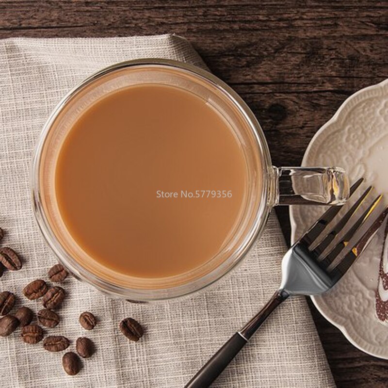 Double Coffee Mugs with The Handle Mugs Drinking Insulation Double Wall Glass Tea Cup Drinkware Milk