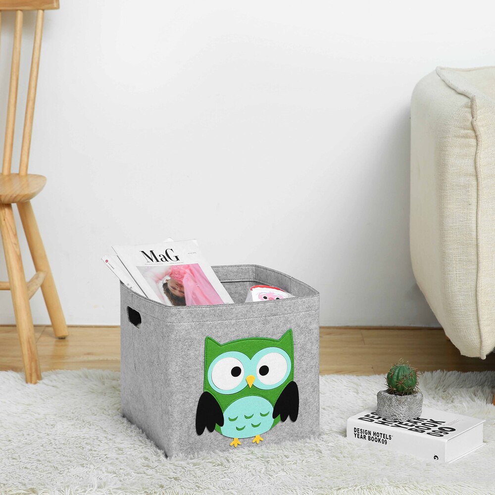 Boîte de rangement créative d'animaux de dessin animé, Cube en tissu feutré, étagère de pépinière, placard de maison, panier de rangement pliant pour organisateur de jouets d'enfants