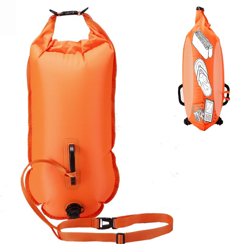 20/28L Swimming Bag Inflatable Swimming Buoy Life Bag Tow Floating Dry Bag Swimming Diving Safety Signal Air Bag Inflate Ring