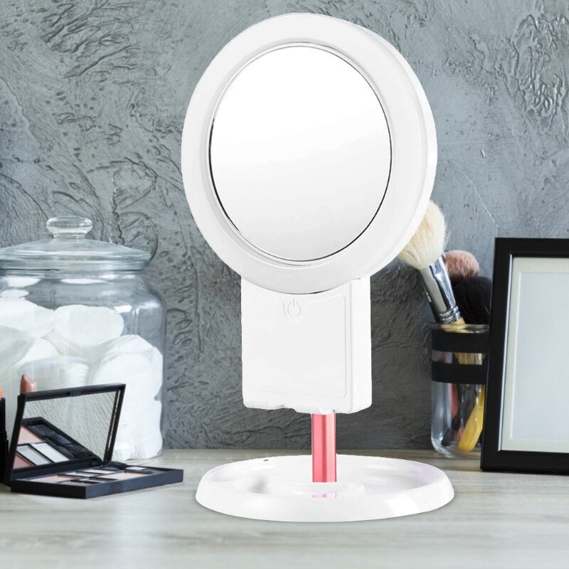 Led Light Makeup Mirror Storage LED Face Mirror Adjustable Touch Dimmer USB Led Vanity Mirror Table Desk Cosmetic Mirror