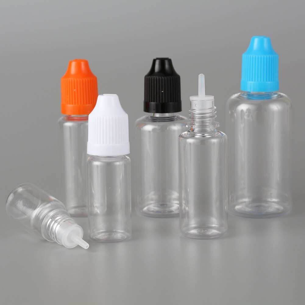 100 Stuks 3 Ml-100 Ml Pet Clear Dropper Flessen Lege Plastic Sap Eye Liquid Hervulbare Transparante Container Met caps Dropper Tip