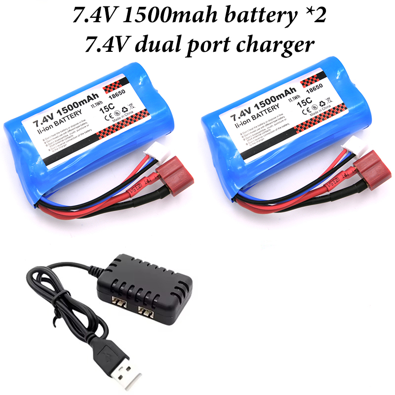 Orignal 15C 2S 7.4V 1500mAh Li-ion Battery/7.4V USB for SCY-16301 16302 16303 16201 16101 16102 16103 16106 1/16 R/C Cars Parts: green