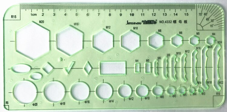 1PC Engineering drawing ruler Item Curve Template ruler office and school Painting measuring tools: J 4332