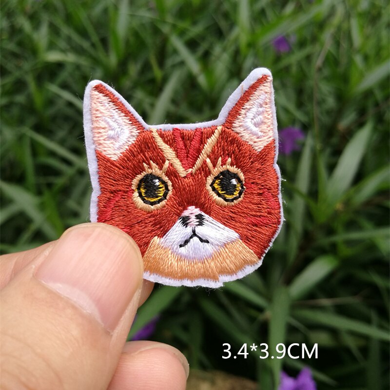 Computer embroidered badge cute little cat animal head embroidered cloth sticker decorative patch sticker: 14