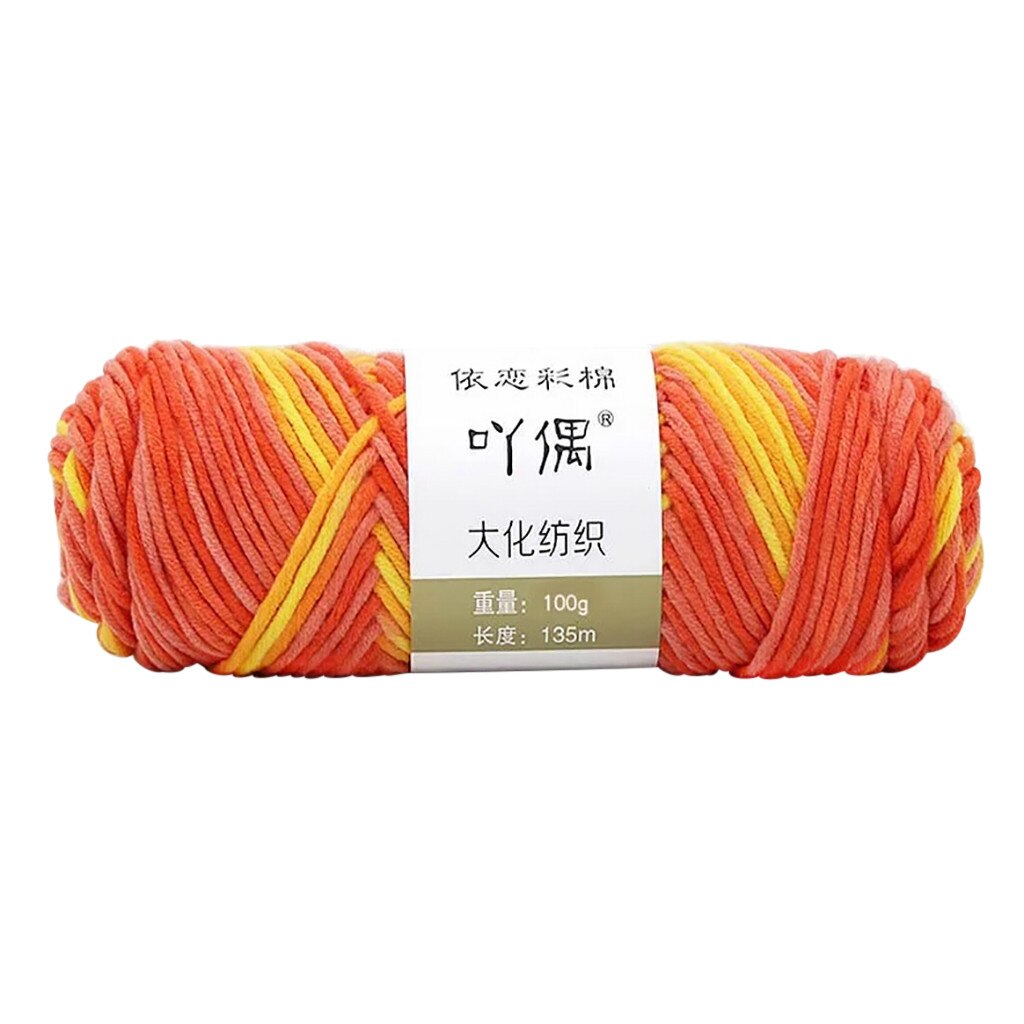Hilo de algodón 100g para manualidades, hilo de algodón para manualidades, hilo de algodón cálido para tejer a mano, hilo de lana: Orange 