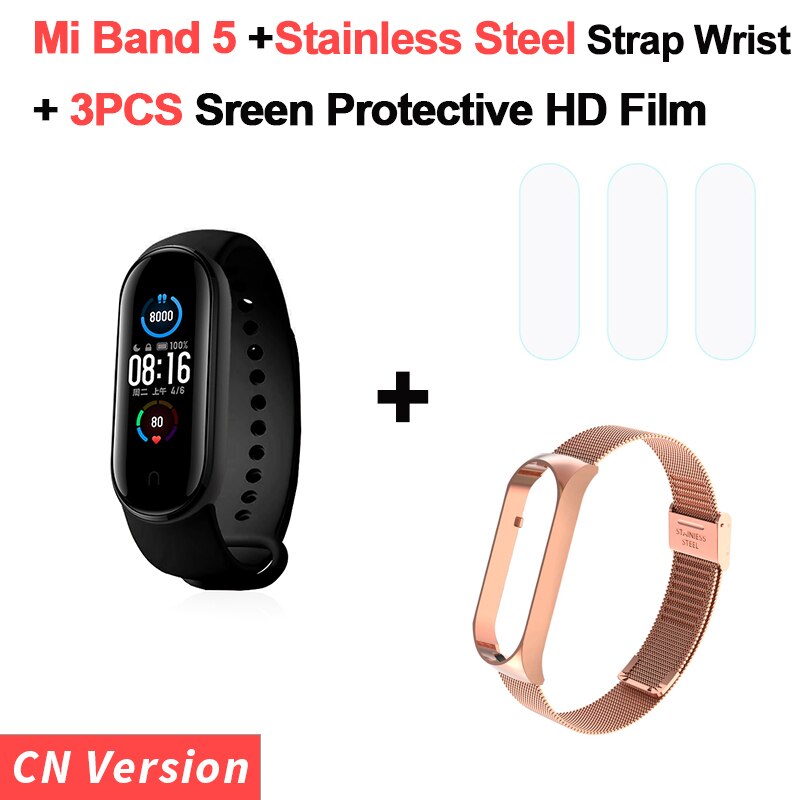 Original Xiaomi Mi Band 5 Smart Bracelet 1.1" AMOLED Colorful Screen Heart Rate Fitness Tracker Waterproof Mi Band 5 Wristbands: 5