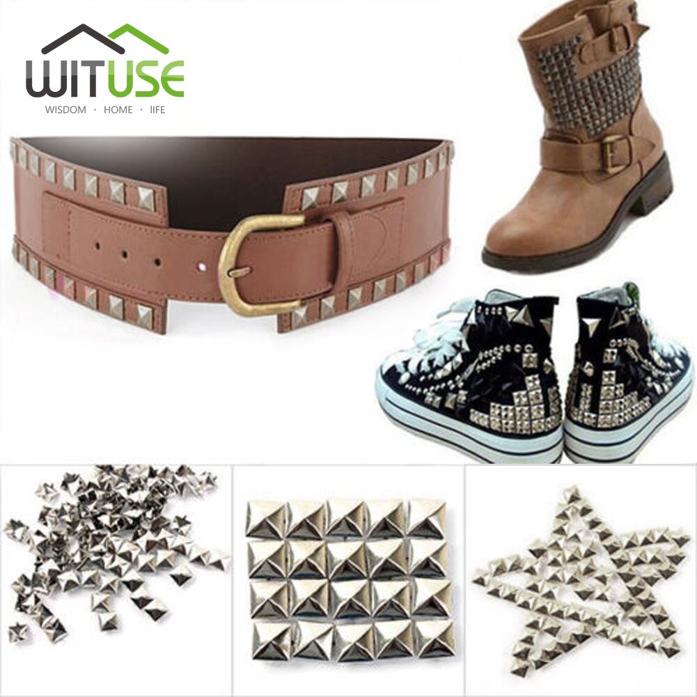 ¡WITUSE ! 500 piezas 10mm pirámide tachuelas remaches punky Rock cuero artesanal DIY pulseras ropa bolsos zapatos cinturón DIY pico