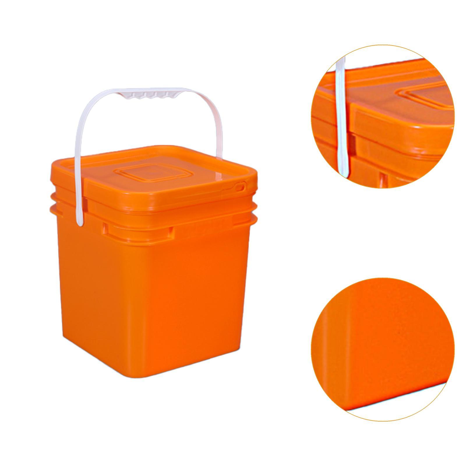 10L Square Bucket Food Storage Container with Handle and Lid for All Purpose Pail for Camping Car Washing Art Crafts Projects