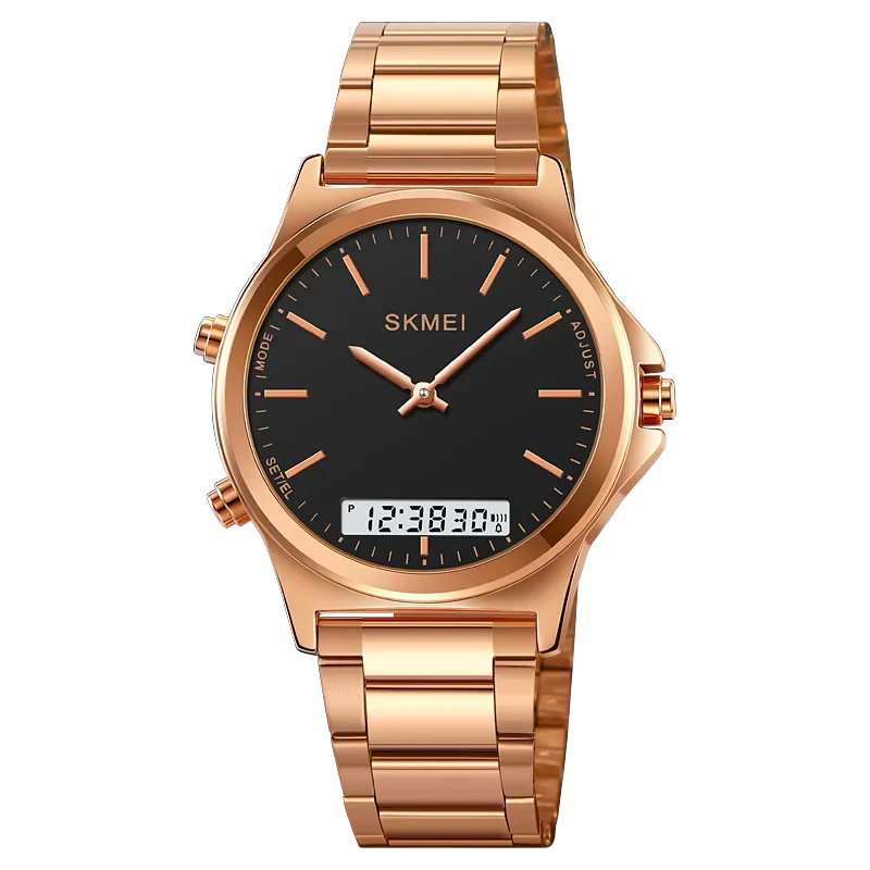 Reloj SKMEI 2120 reloj hombre 3 tiempo pantalla de luz trasera reloj cronógrafo Digital relojes deportivos relojes de pulsera con alarma impermeables para hombre: Café