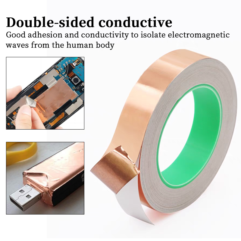 Cinta de lámina de cobre DIY con adhesivo conductor de doble cara, cinta adhesiva de reparación antiestática EMIA, cintas de reparación eléctrica de circuito