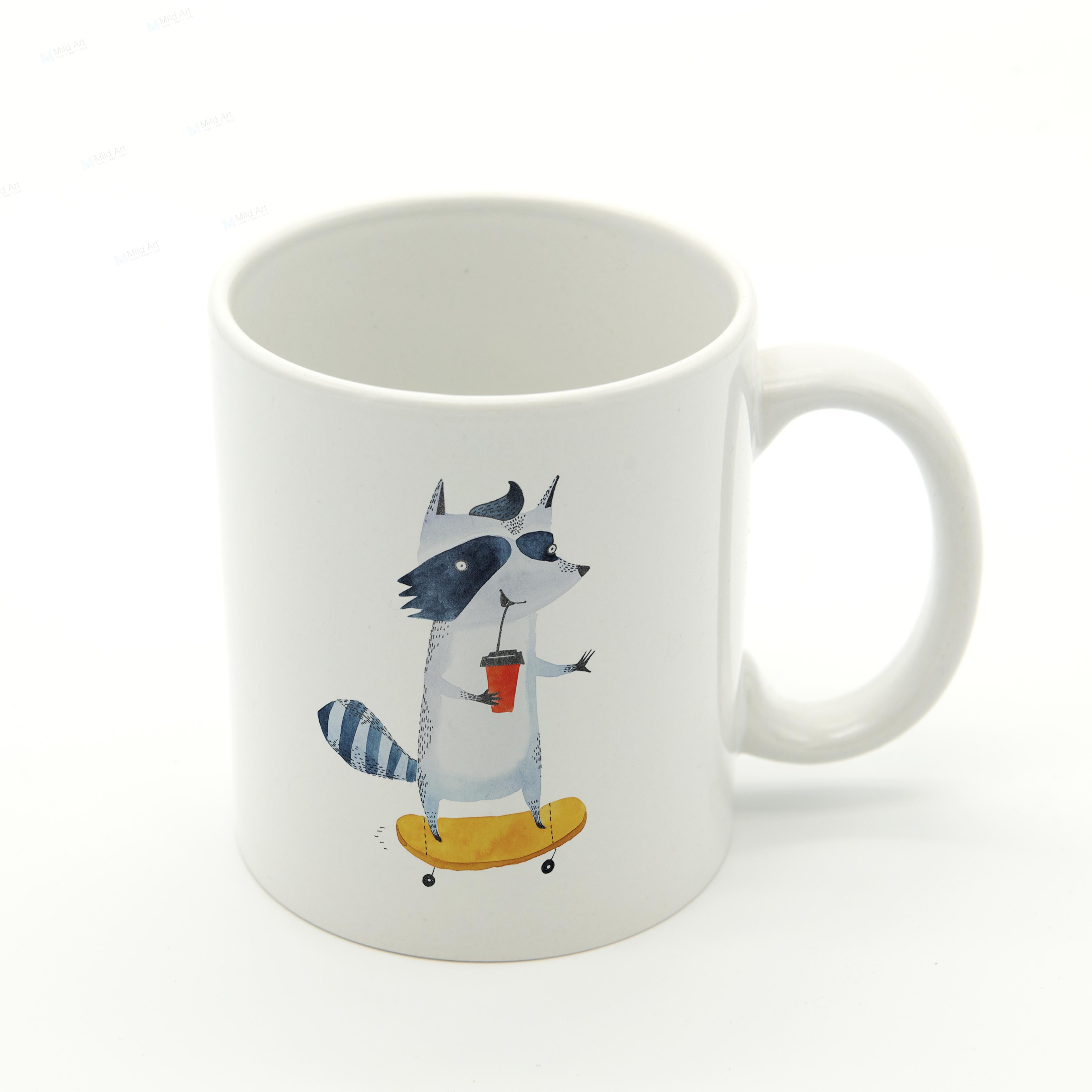 Akvarell kawaii djur giraff räv björn varg kanin kök keramisk vattenkopp söta barn kaffe te ölmuggar set: Tvättbjörn-mugg / Standard - höger hand