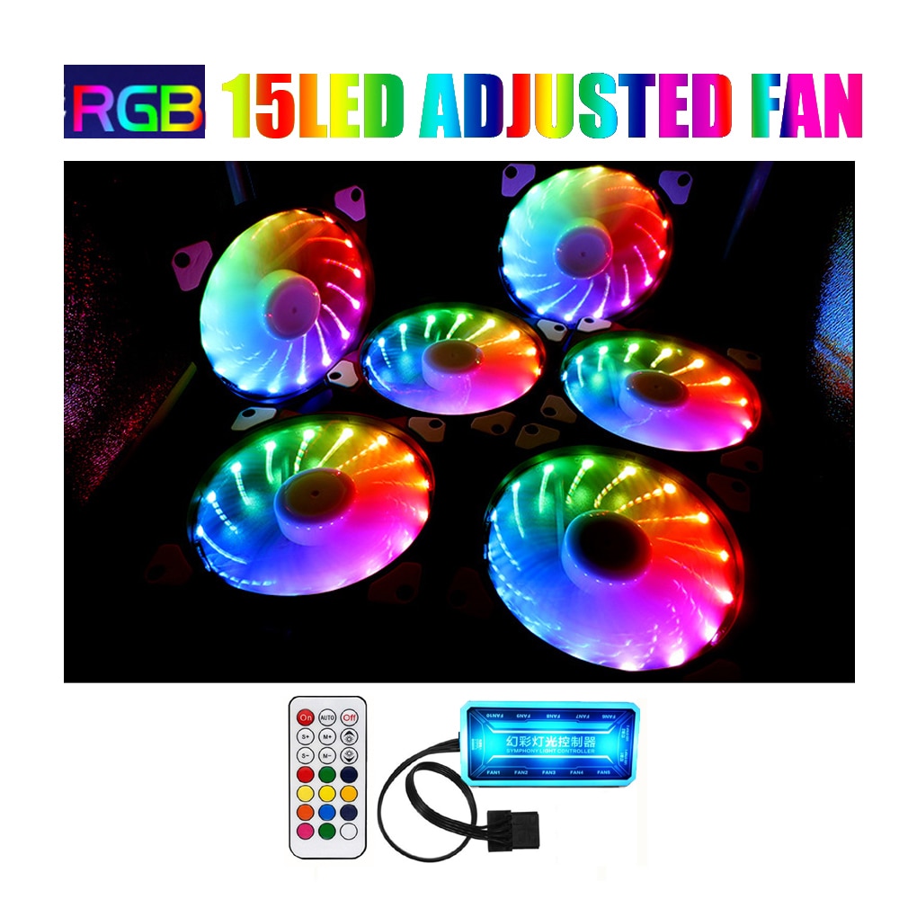 Rgb Fan 120 Mm Set Aangepast 15LED Pc Fan Controller Cooler 12 Cm Computer Game Case Pc Koelventilator Rustige remote Fan Sync Led Hub