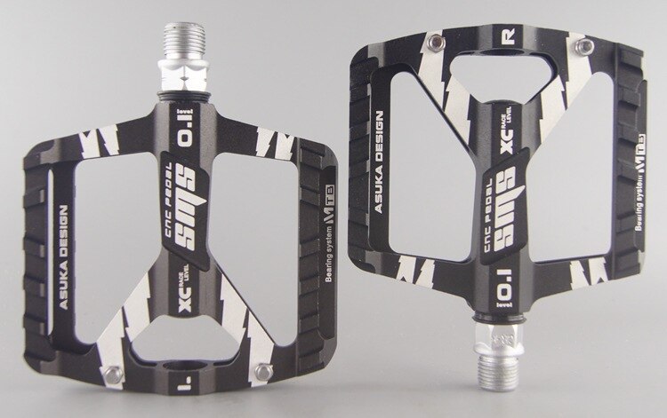 Sms cykelpedaler aluminiumslegering gevind forseglede lejer mtb pedal landevejscykling ridecykelpedaler: Sort