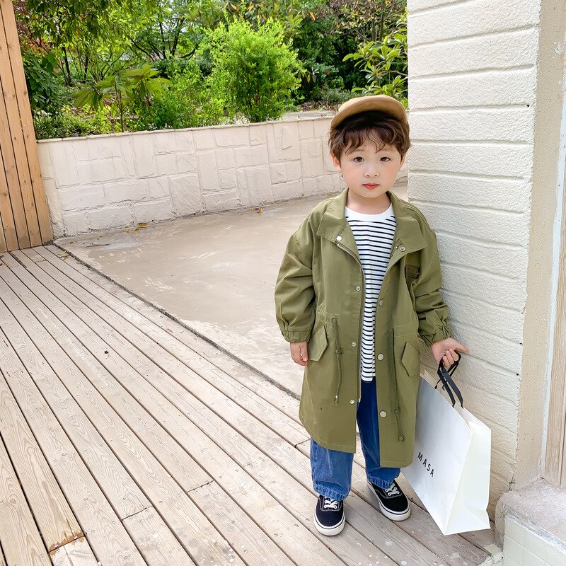 3868 freundlicher Mantel Neue Herbst Trenchcoat Koreanische Jungen und Mädchen Oberbekleidung 2 Farben 1-7 Jahr freundlicher lange Mantel Jacke