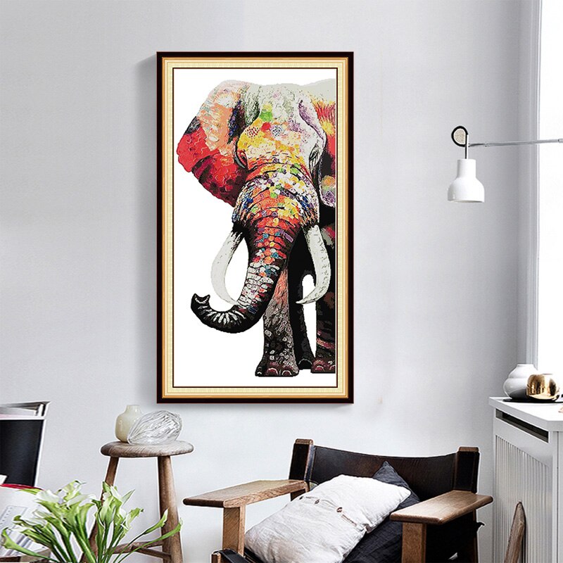 Joysunday animal print cross stitch kit farve elefant 14ct håndarbejde broderi kit diy boligindretning maleri håndlavet