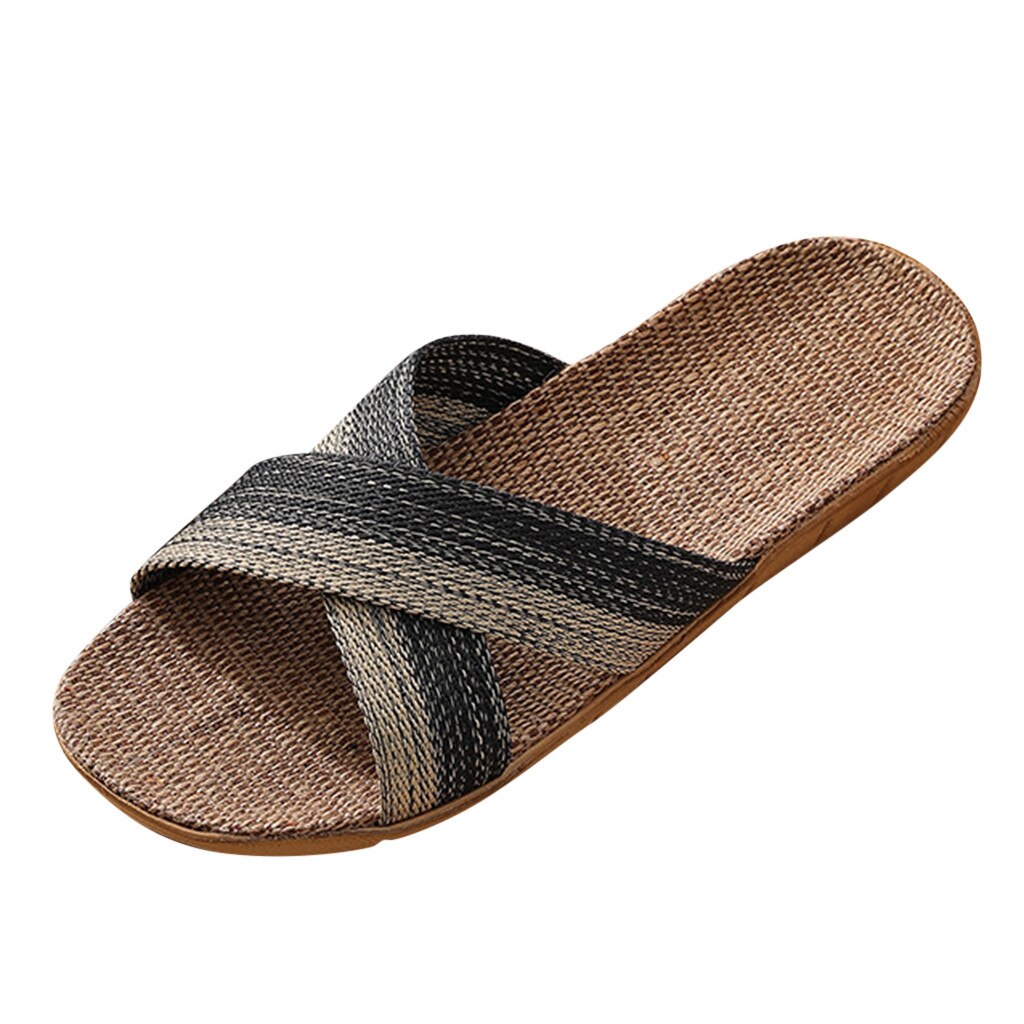 Hausschuhe für herren aus leinen, flachs, für drinnen und draußen, bequem, für sommer, schlafzimmer, weiche sohle, kippen-Flops, hausschuhe