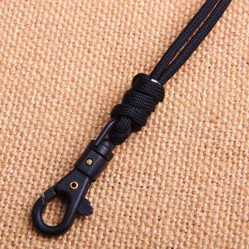 1pc håndlavede paracord lanyard nøglering til fløjter ledning nøgler id badge mobiltelefon klatring plastik klip hængende nakke reb lanyard: Sort