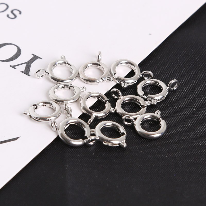 12 pçs primavera porta anel chaveiro opresable couro saco cinto cinta cão fivela de corrente snap fecho clipe gatilho saco peças acessórios: Rhodium / 6mm