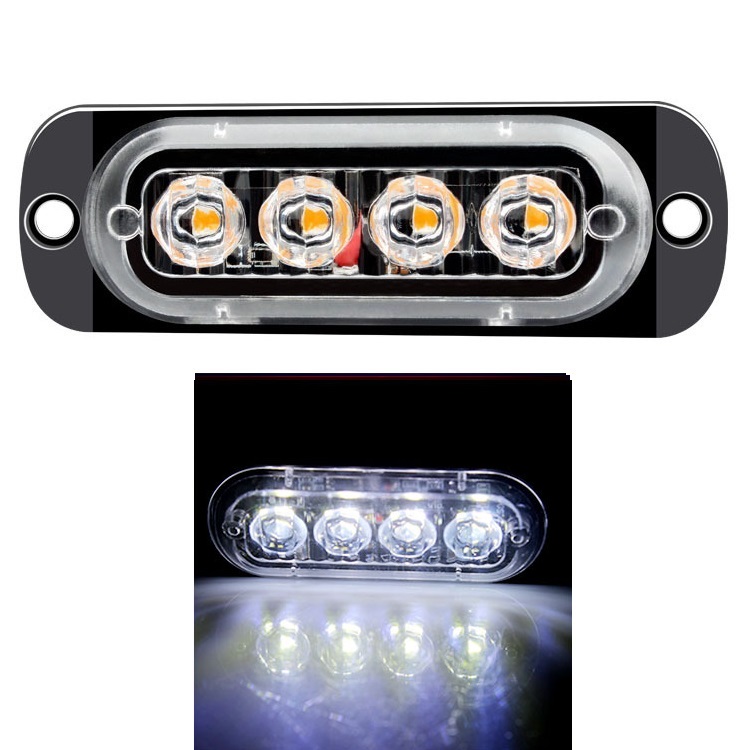 6LED 4LED luz de advertencia de coche luz de avería de parrilla coche camión remolque baliza lámpara LED luz lateral ámbar 12V - 24V: Beige / changeable