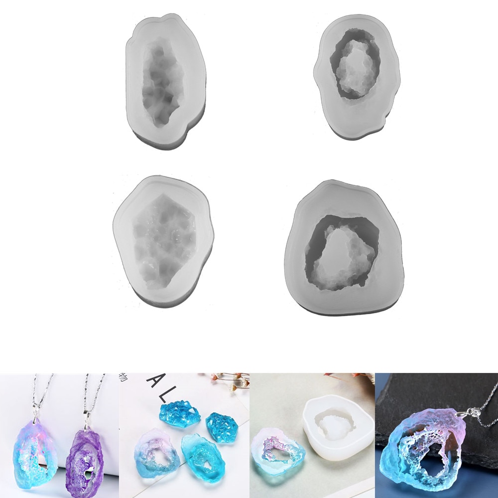 Crystal Cluster Pendants Silicone Molds Crystal Epoxy Resin Mold Irregular Geometric Casting Mould for DIY Craft Jewelry Pendant