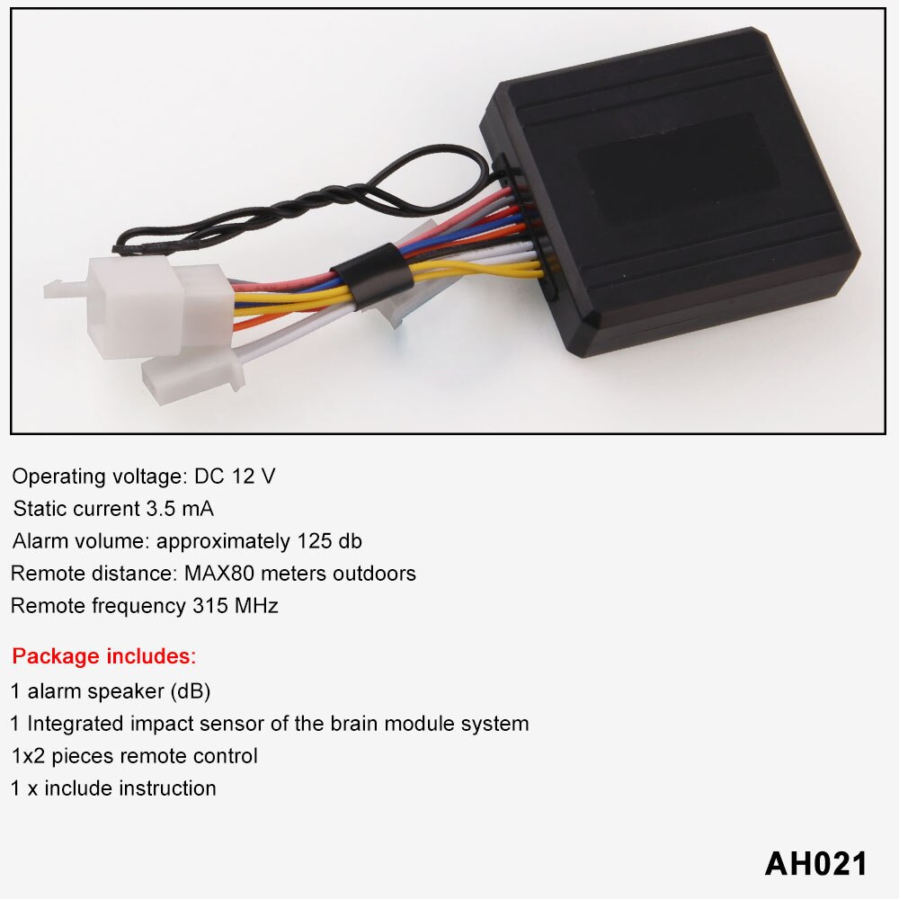 Tyverisikring alarm anti-line cutting sykkel alarm 12v dc innebygd sjokksensor