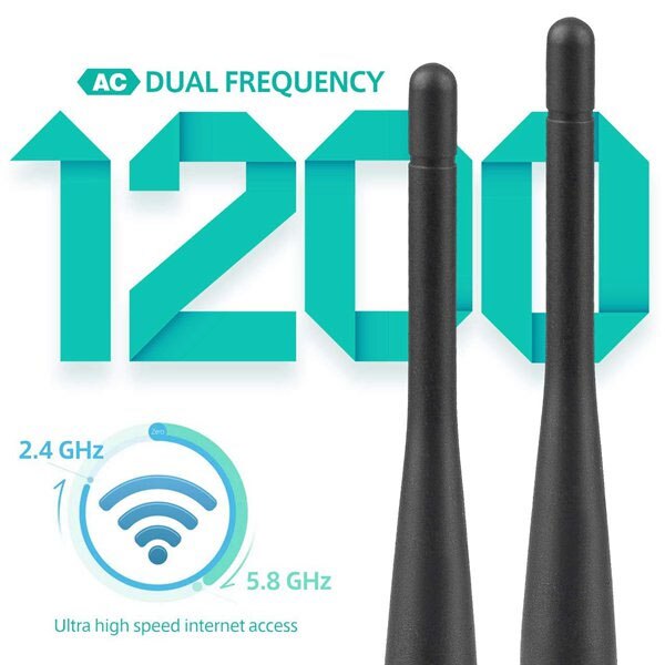 1200M WIFI USB Adapter Dual Antenna USB 3.0 Network Card 5Ghz Wireless Adapter for Laptop Win 7/8/10 Linx2 MAC OS Vista