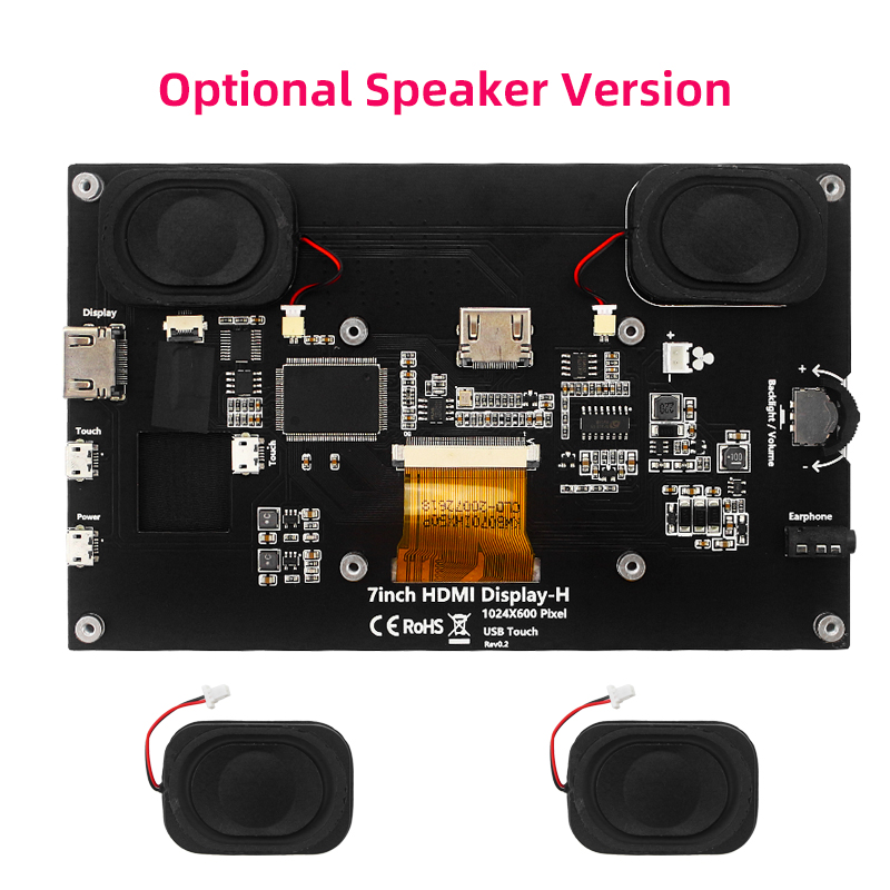 7 Inch Draagbaar Scherm Ips Lcd Capacitief Touchscreen 1024X600 Monitor Optionele Luidsprekers Voor Raspberry Pi Laptop Pc
