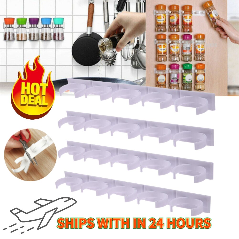 2/4 Lagen Kruidenrek Organizer Muur Kastdeur Opknoping Spice Jars Clip Haken Set Opslag Houder Grijper Keuken Accessoires