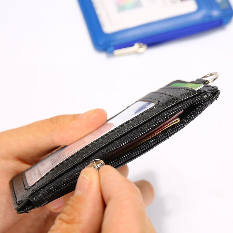 Pu Lederen Id Badge Houder Met Rits Porte Bus Pass Case Cover Slip Mannen Vrouwen Bank Credit Card Houder met Polyester Lanyard
