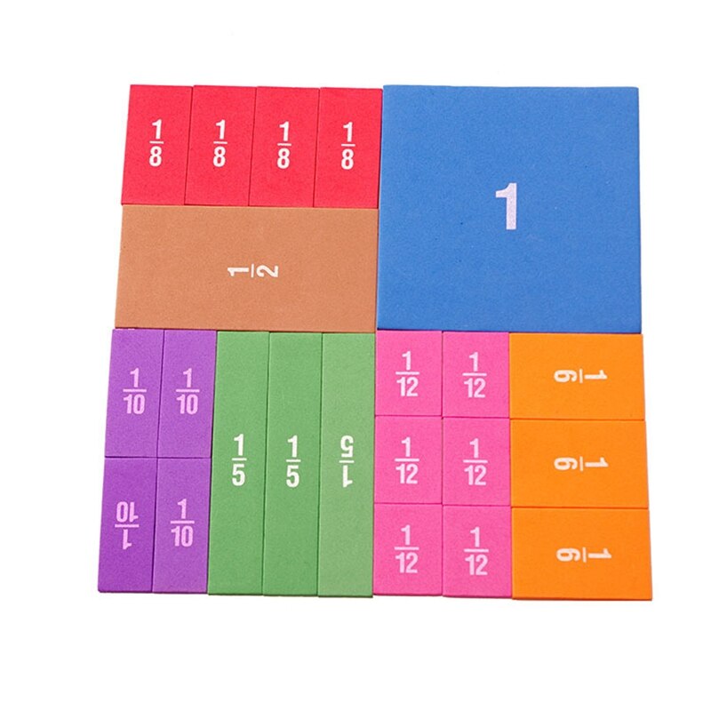 22/51pcs Rainbow Circular Numbered Fractions Counting Chips Educational Math Stationery Materials Mathematics Learning Kids: 22pcs