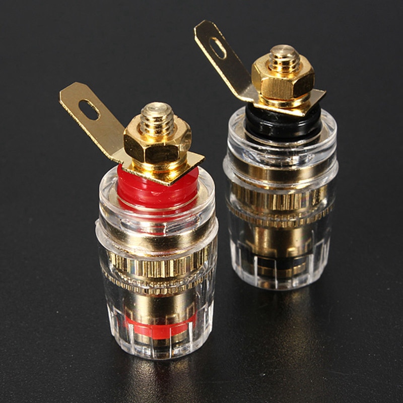 LEORY 4 Pcs Amplifier Speaker Terminal Board Connector 32 mm Gold Plated Binding Post For 4mm Banana Plug Jack Connector