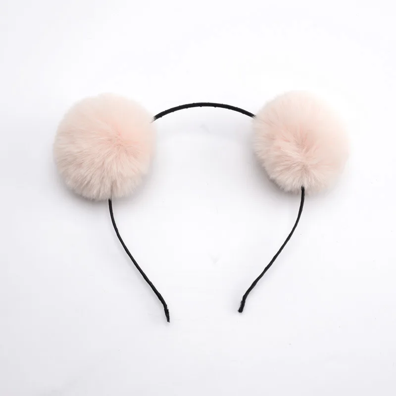 Schattige pomponbal oortjes pluizige balletjes leuke haarband haarband mooie haaraccessoires: Donkergrijs