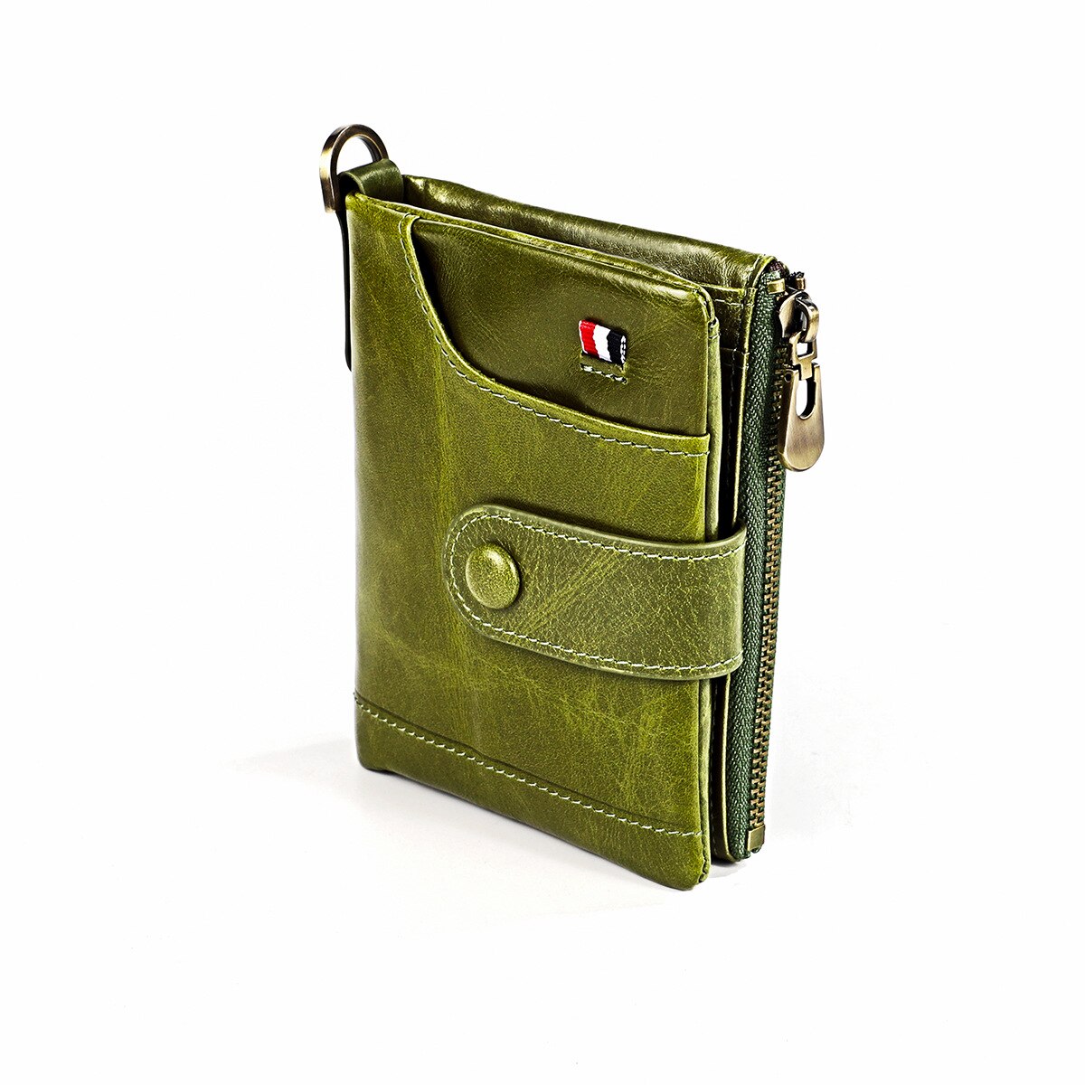 Genuine Leather Wallet Women Men Wallets RFID Card Vallet Short Purse Female Male Green Walet Portomonee Luxury Small Wallet Red: Green