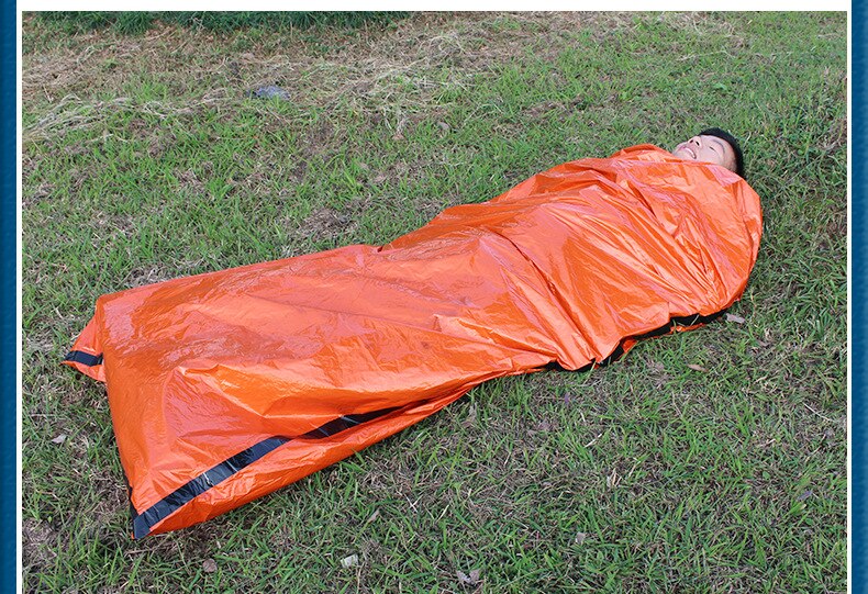 Bärbar nödfolie återanvändbar vattentät räddningsplats termisk orange väska utomhus camping resor vandring resepaket