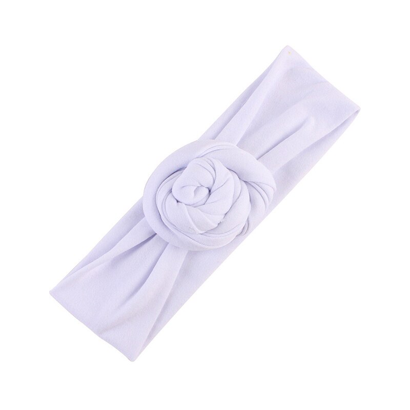 Diadema elástica con nudo para bebé y niña, accesorios para el cabello Kawaii de Color sólido, turbante de algodón suave para bebé de 1 a 6 años: white