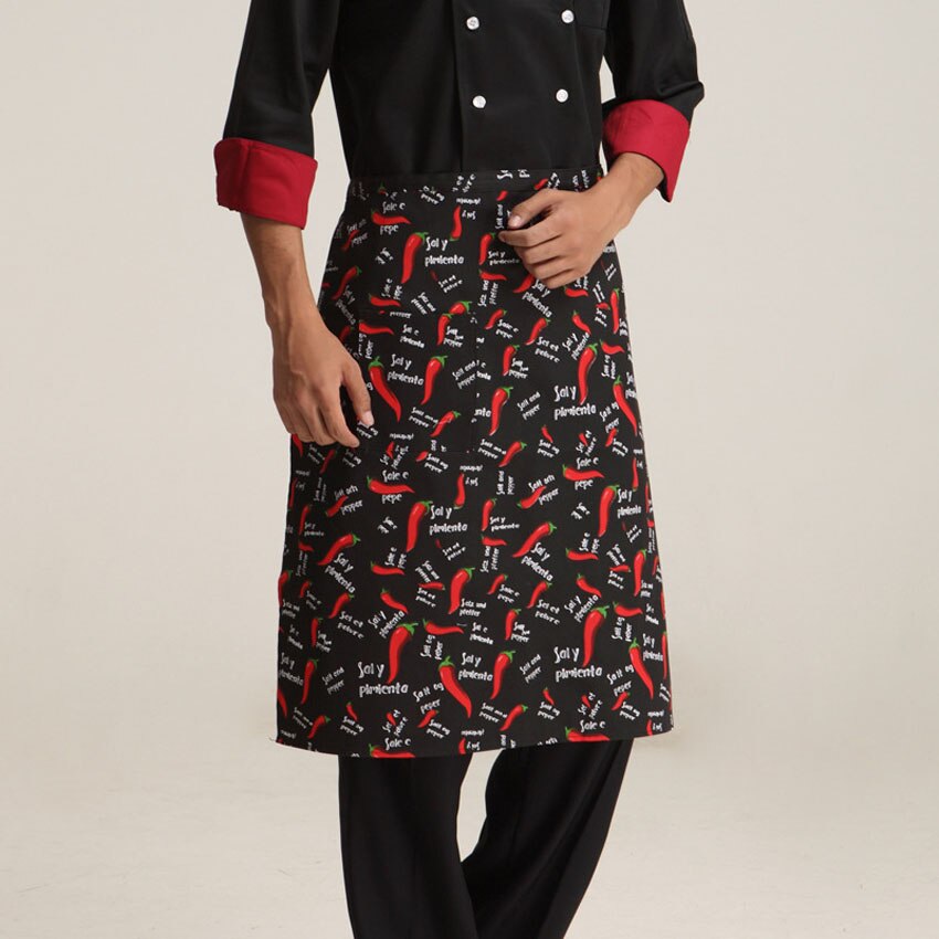 Kitchen Restaurant Chef Uniform Cook Chili Apron Polyester Oil-proof with Pocket Waterproof Bakery Wear Chef Costumes Apron