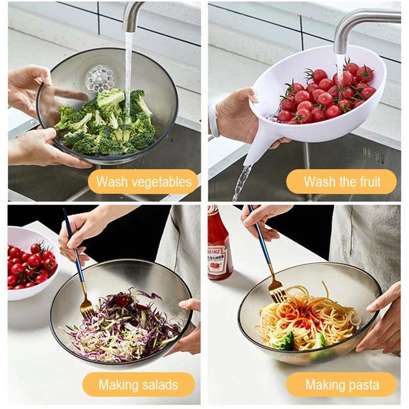 Égouttoir à légumes et fruits en plastique, panier de rangement, passoire de cuisine,