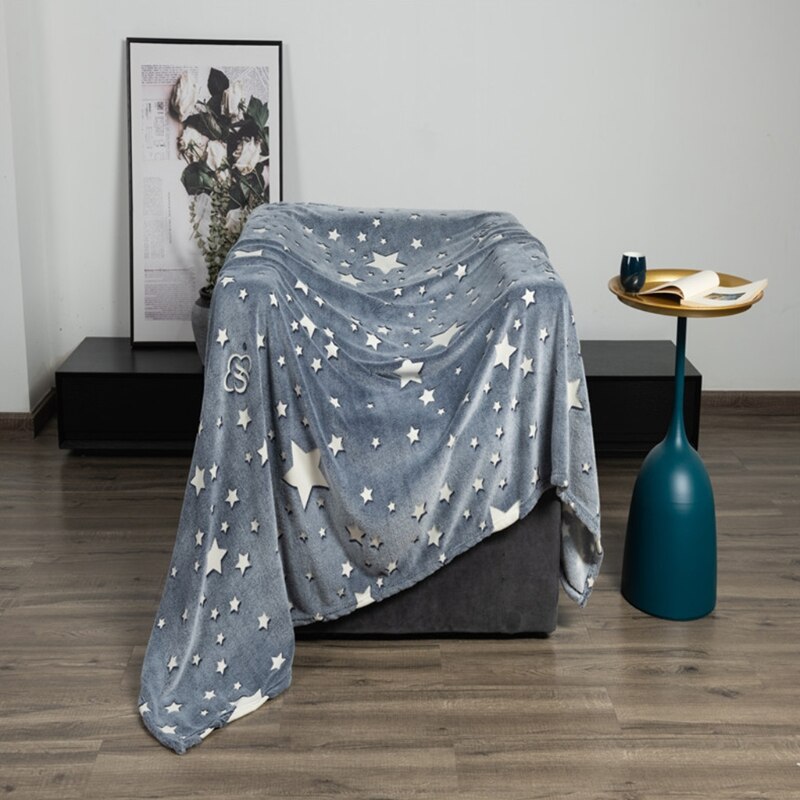 Glow in The Dark Throw Blanket, Plush Soft, Glow Throw Blanket Double -Sided Flannel Fleece Sherpa, Fun for Kids