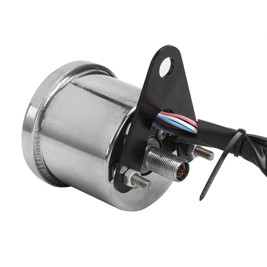 Motorcycle Speedometer Gauge Instrument with LED Indicator Digital Display 12V ABS+Iron Silver Milometer Motorcycle Odometer